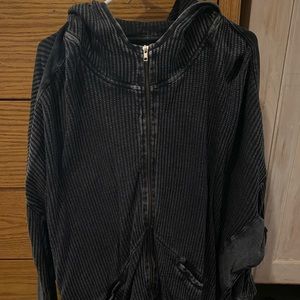Size XL/XXL black acid wash zip up sweatshirt